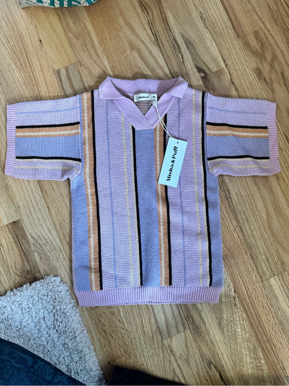 Misha And Puff Lavender Striped Knit Polo